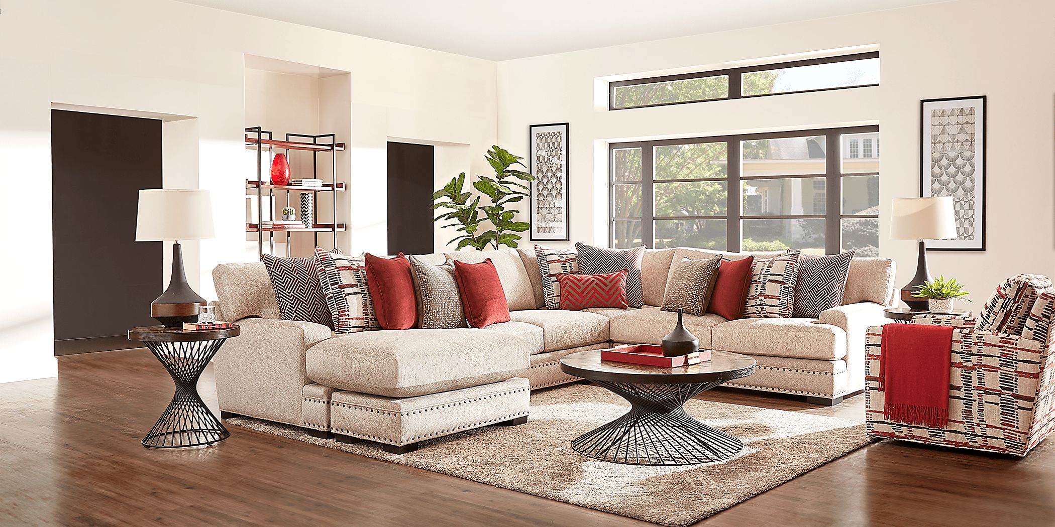 Cindy Crawford Home Tribeca Loft Beige 3 Pc Sectional Rooms To Go