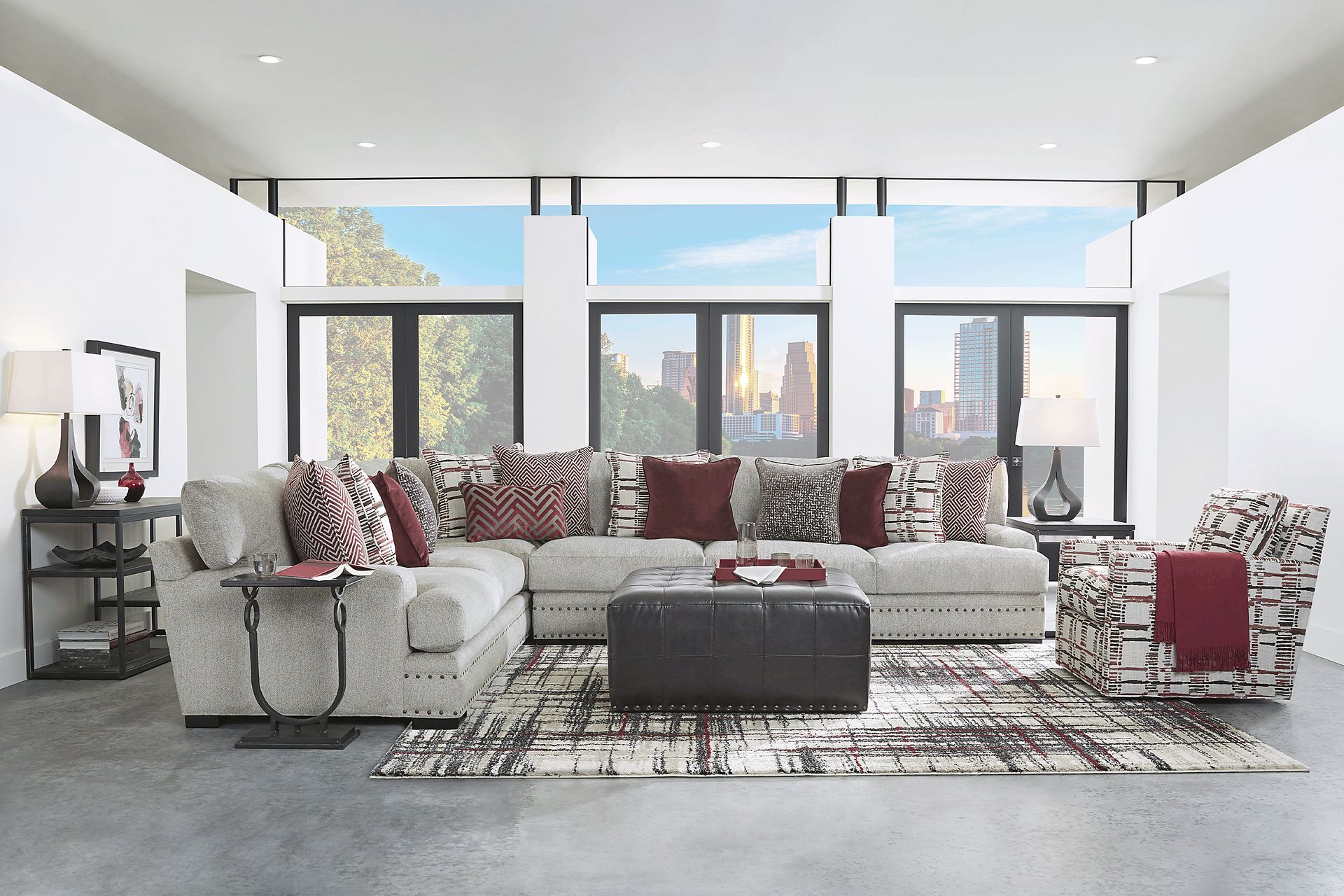 Cindy Crawford Home Tribeca Loft Beige 5 Pc Sectional Living Room - Image 1