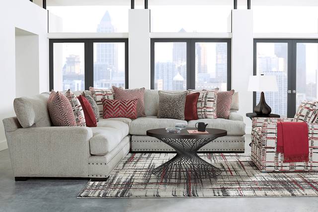 Cindy Crawford Home Tribeca Loft Beige 6 Pc Sectional Living Room - Thumbnail - Image 1
