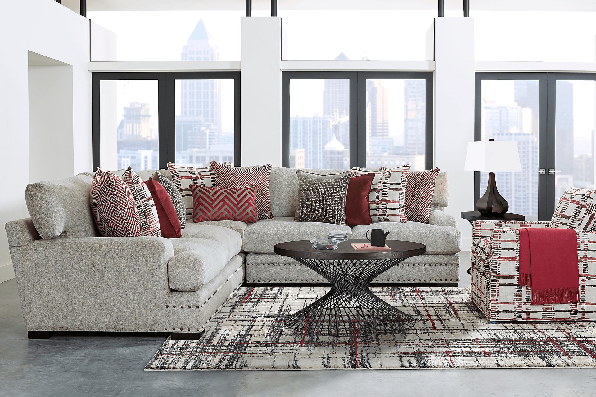 Cindy Crawford Home Tribeca Loft Beige 6 Pc Sectional Living Room - Image 1