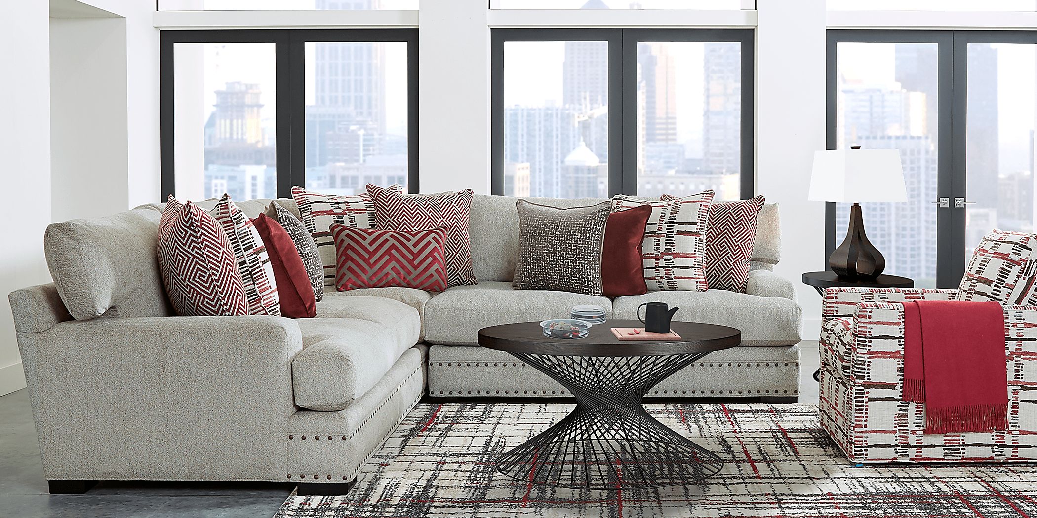 Cindy Crawford Home Tribeca Loft Beige 6 Pc Sectional Living Room