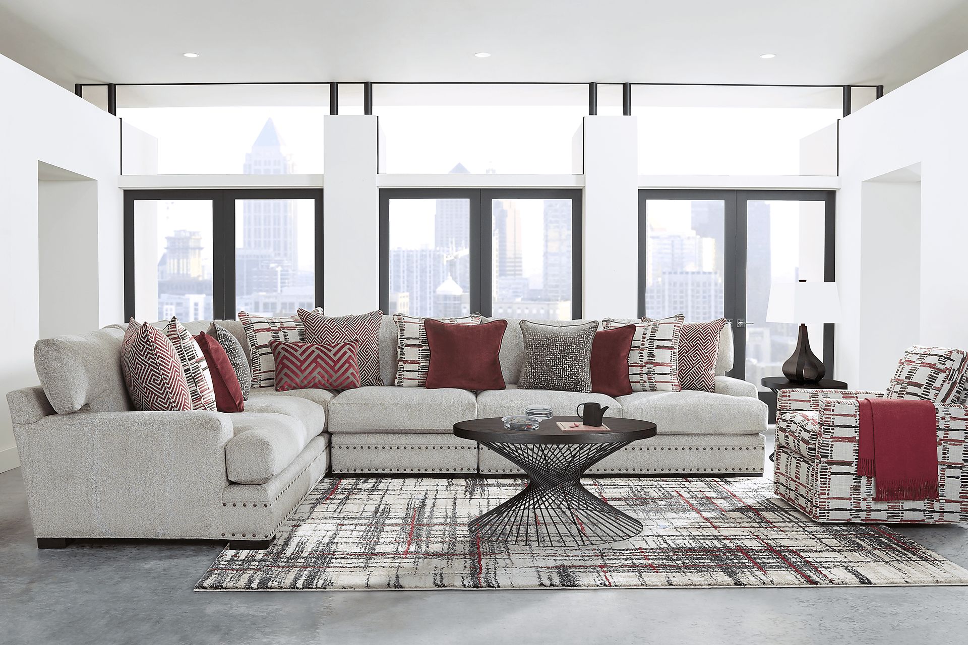 Cindy Crawford Home Tribeca Loft Beige 7 Pc Sectional Living Room - Image 1