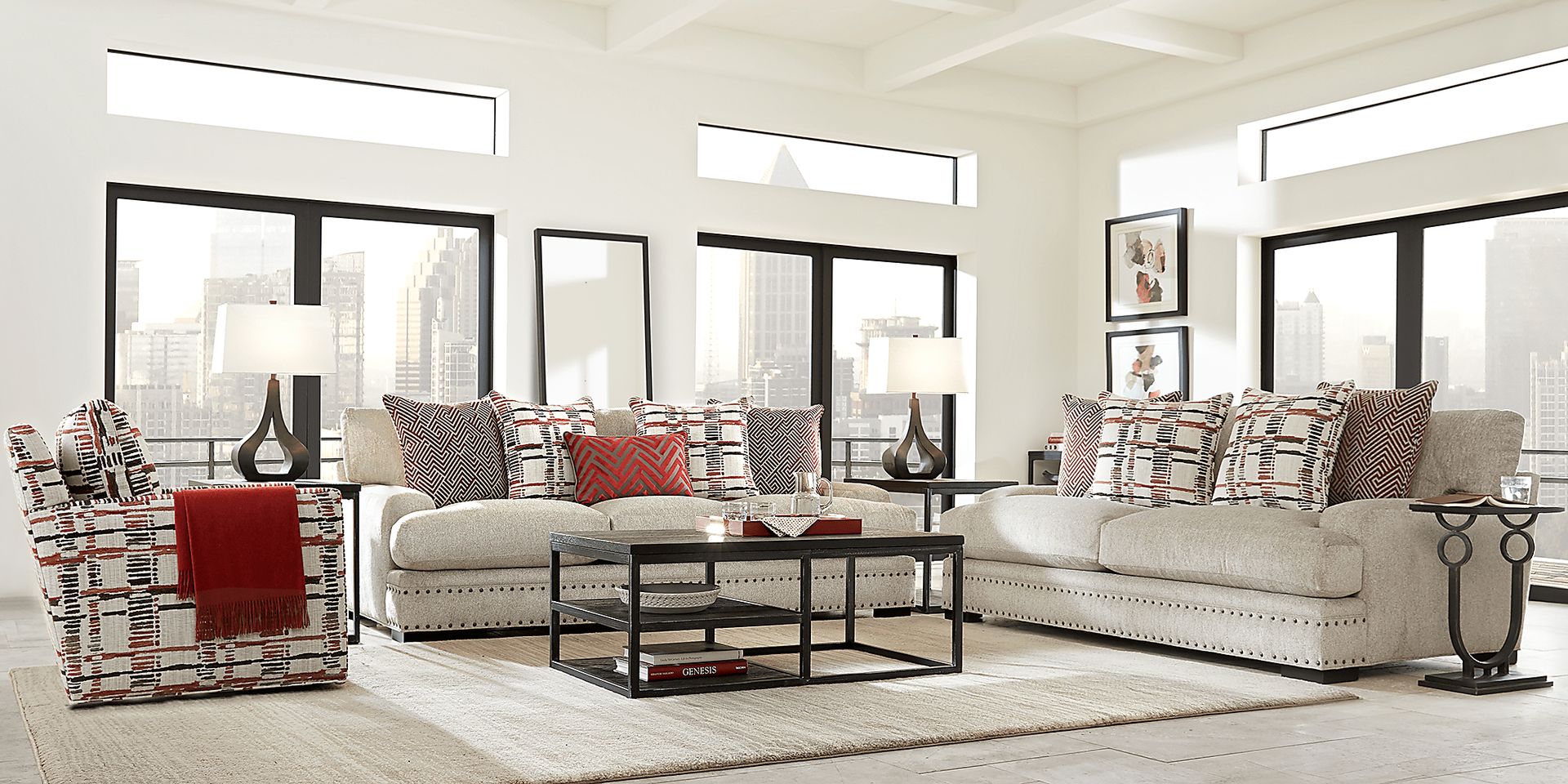 Cindy Crawford Home Tribeca Loft Beige 8 Pc Living Room - Image 1