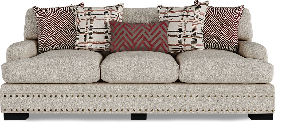 Cindy Crawford Tribeca Loft Beige Chenille Fabric Sofa Rooms to Go