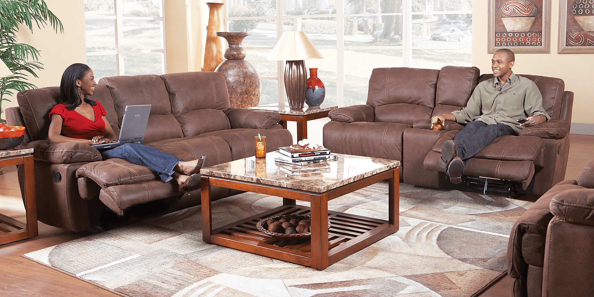 Cindy Crawford Van Buren 7 Pc Brown Microfiber Living Room Set