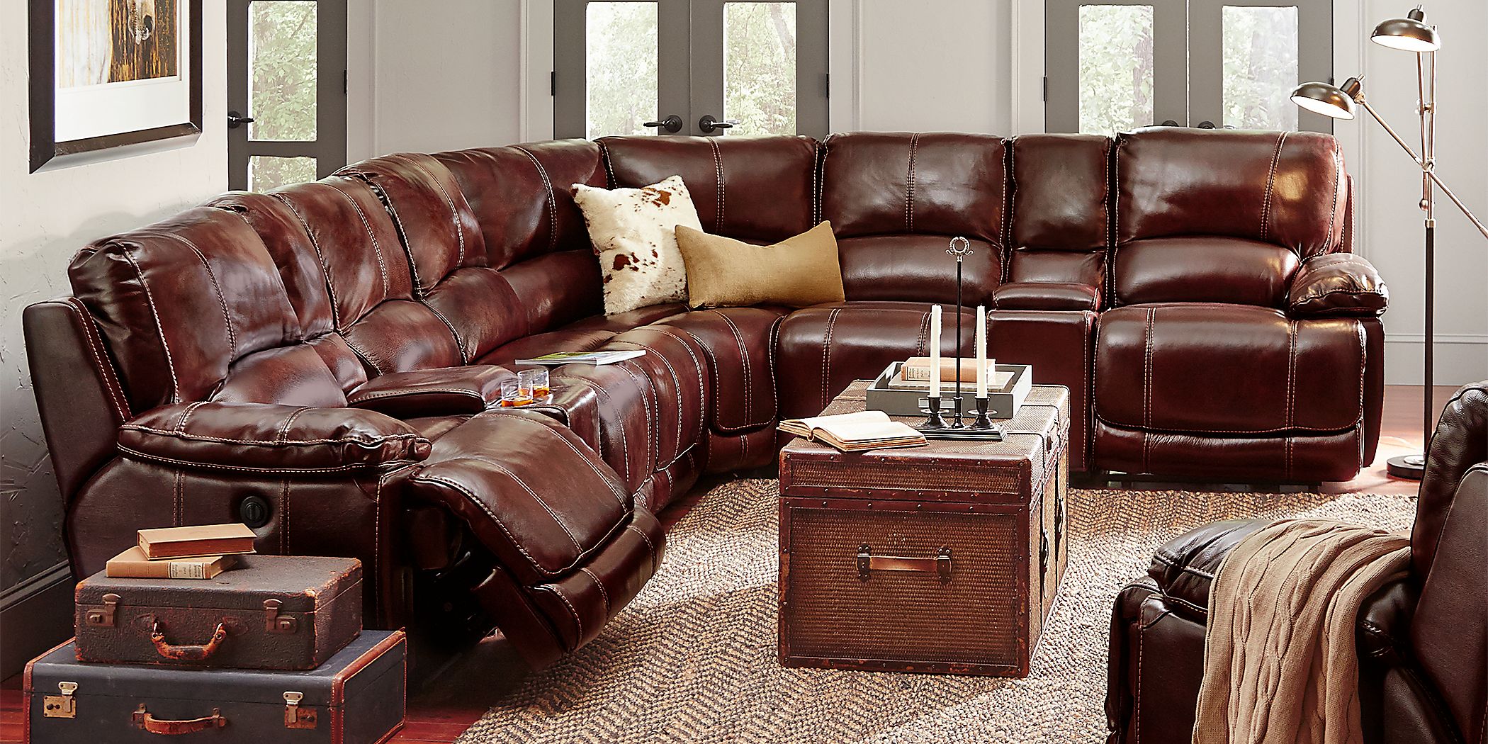 Burgundy sectionals deals for sale