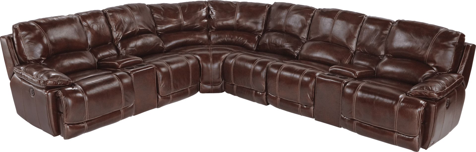 Cindy Crawford Home Van Buren Burgundy 8 Pc Leather Sectional - Image 1
