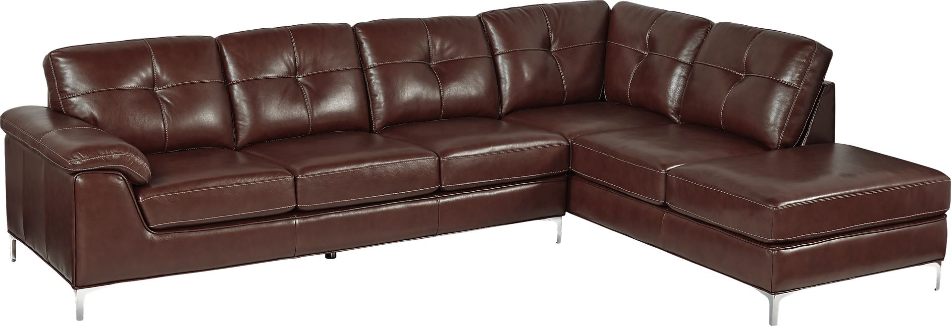 Cindy Crawford Home Via Delfino Tobacco Leather 2 Pc Sectional - Image 1