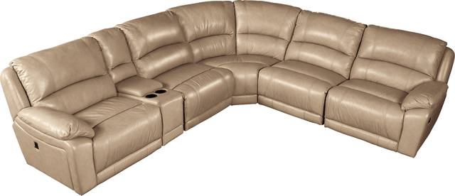 Cindy Crawford Home Wellington Avenue Taupe 6 Pc Power RecliningSectional - Thumbnail - Image 1
