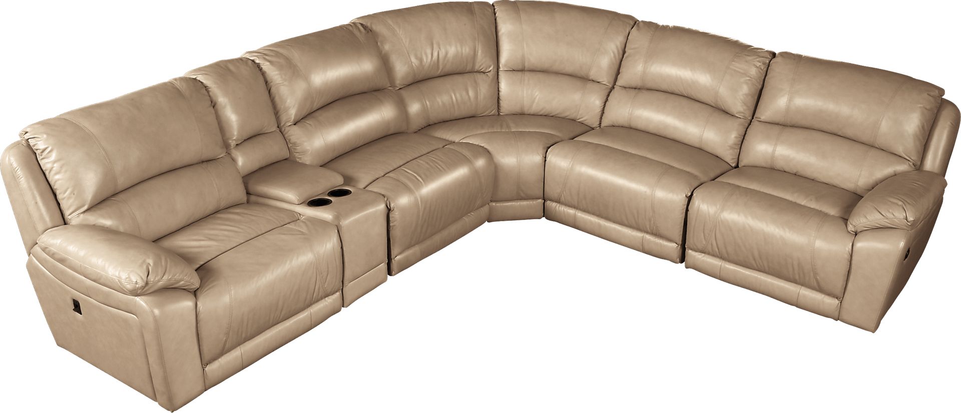 Cindy Crawford Home Wellington Avenue Taupe 6 Pc Power RecliningSectional - Image 1