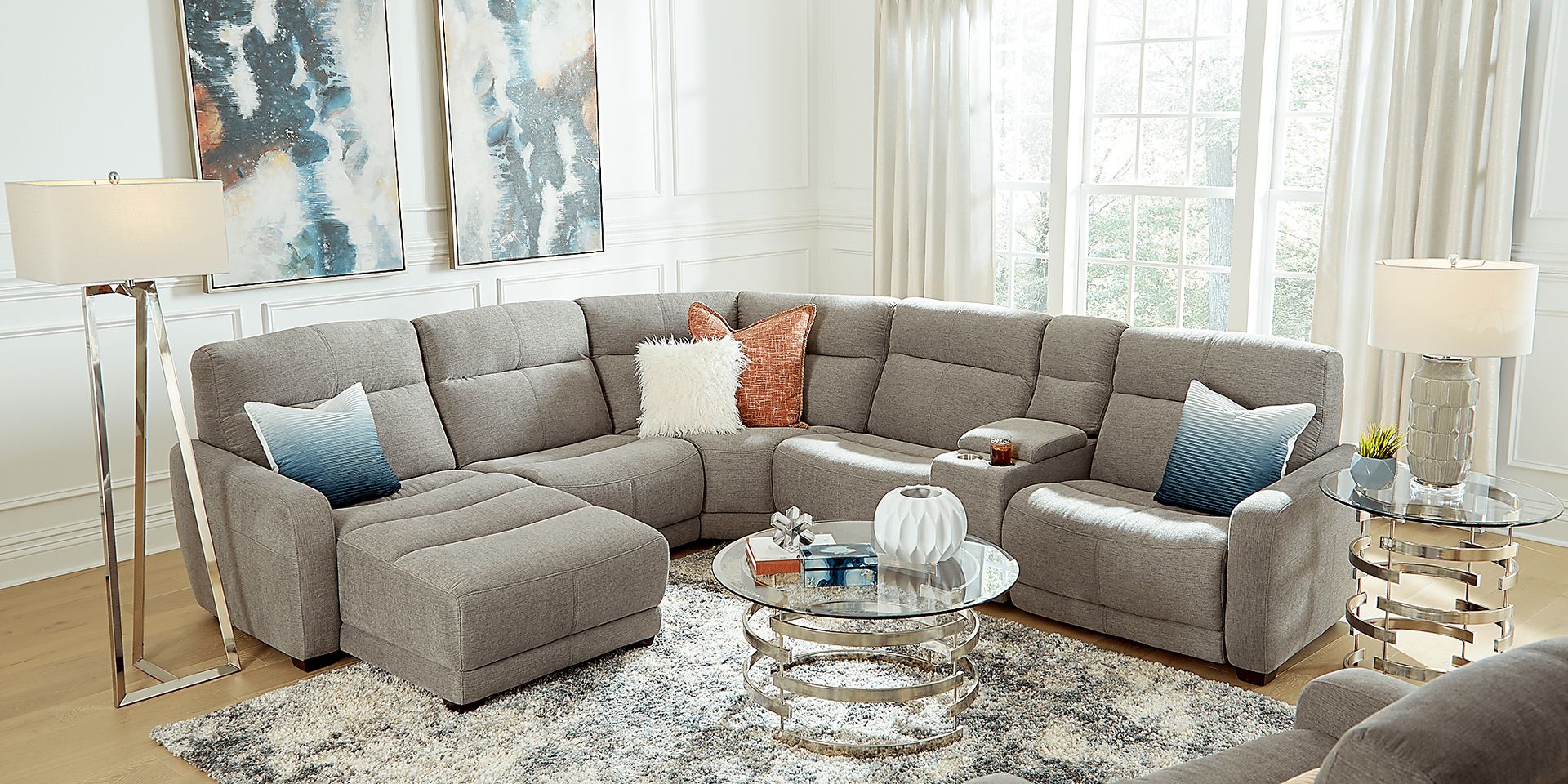 Cindy Crawford Home West Highlands Gray 10 Pc Power Reclining Sectional Living Room - Image 1