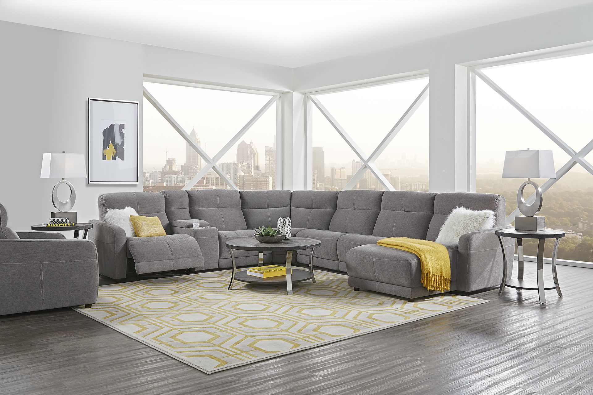Cindy Crawford Home West Highlands Gray 7 Pc Power Reclining Sectional - Image 2