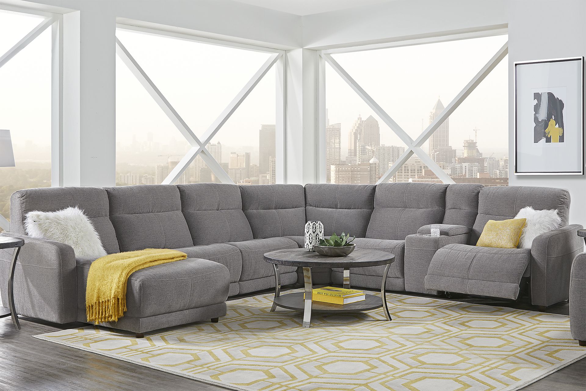Cindy Crawford Home West Highlands Gray 7 Pc Power Reclining Sectional - Image 2