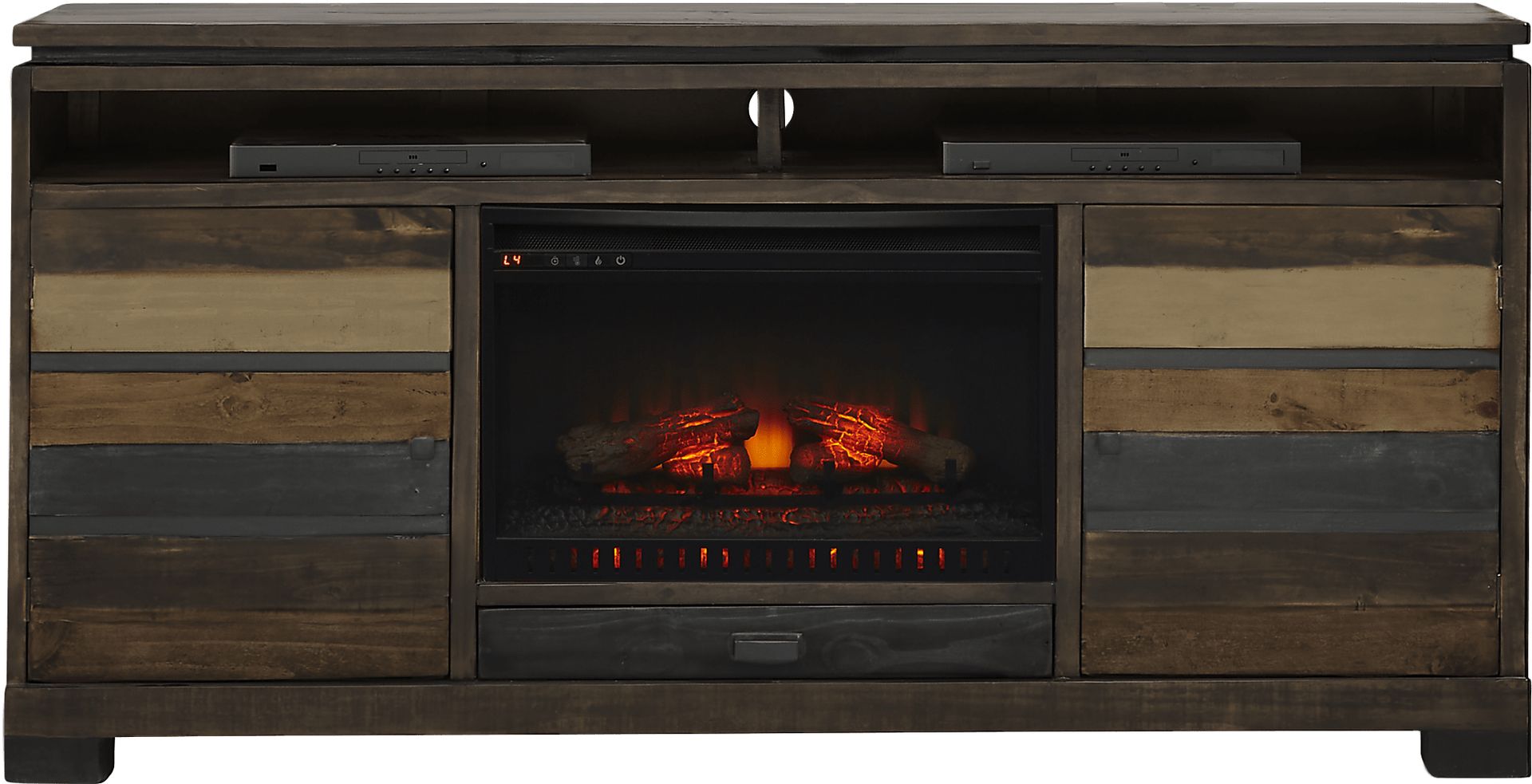 Westover Hills Brown 72 in. Console with Electric Log Fireplace - Image 1