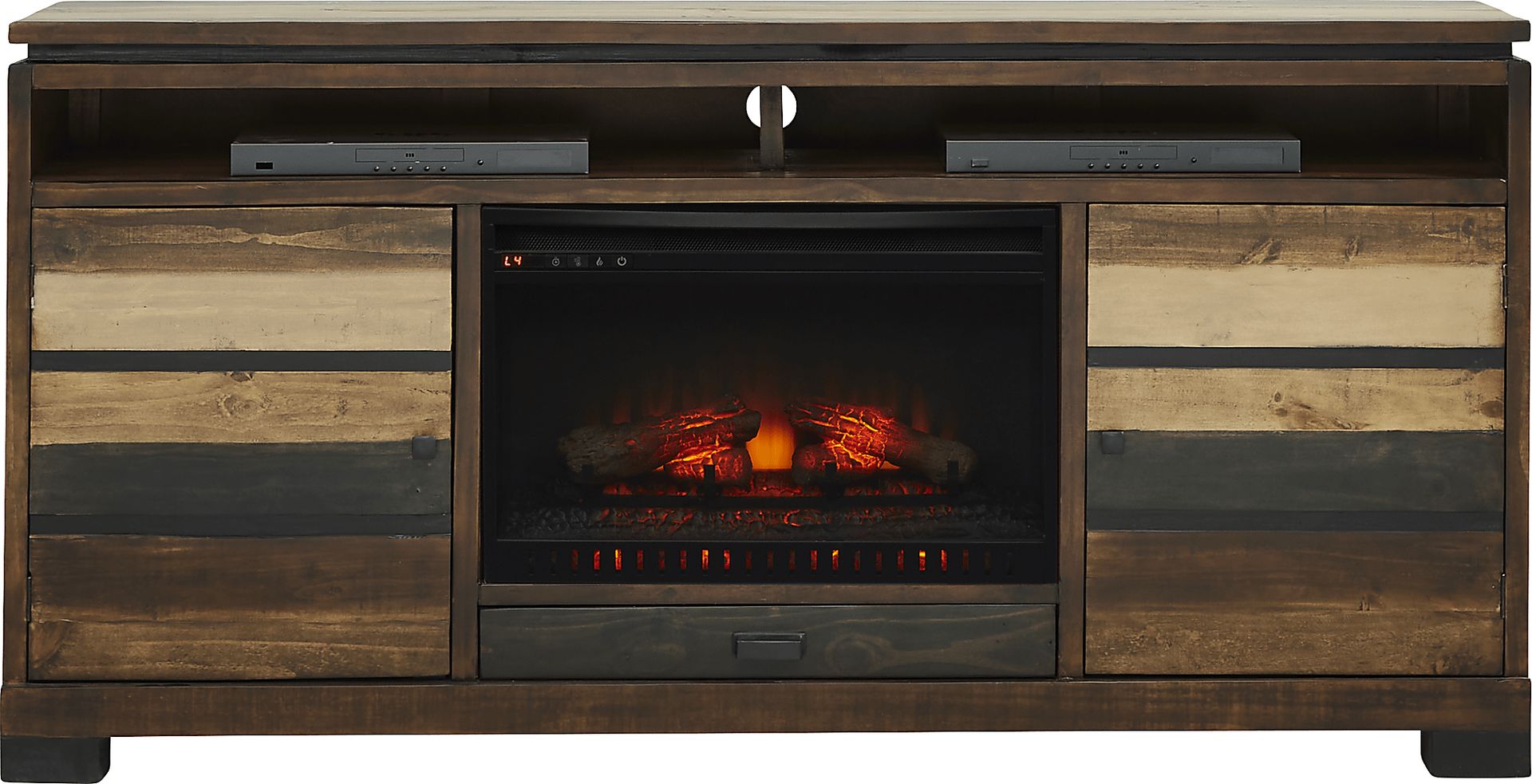 Westover Hills Brown 72 in. Console with Electric Log Fireplace - Image 1