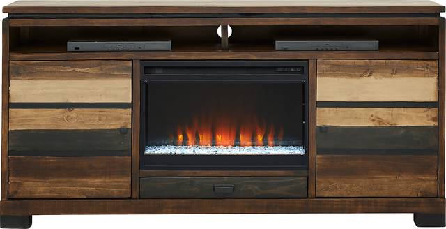 Westover Hills Brown 72 in. Console with Electric Fireplace - Thumbnail - Image 1