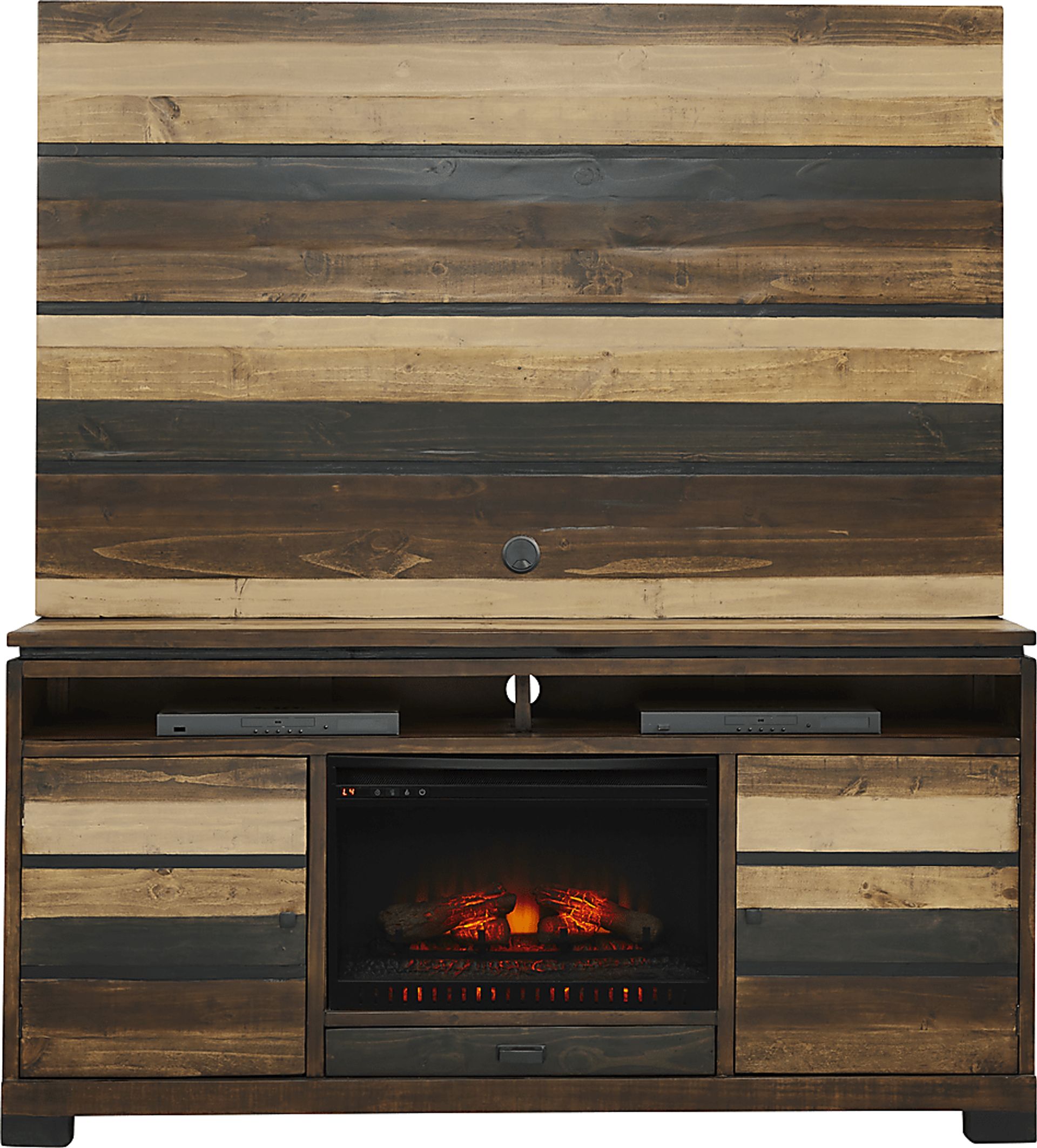 Westover Hills Brown 3 Pc Wall Unit with 72 in. Console and Electric Fireplace - Image 1