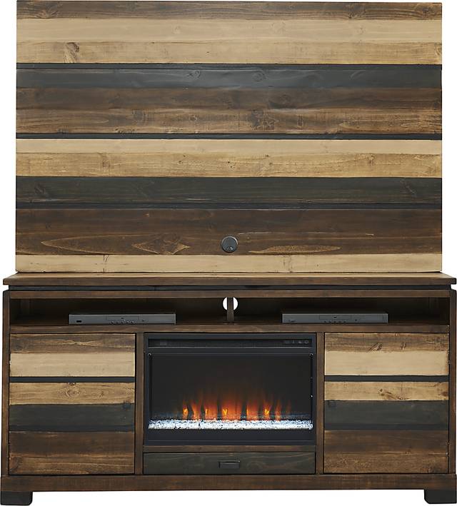 Westover Hills Brown 3 Pc Wall Unit with 72 in. Console and Electric Fireplace - Thumbnail - Image 1