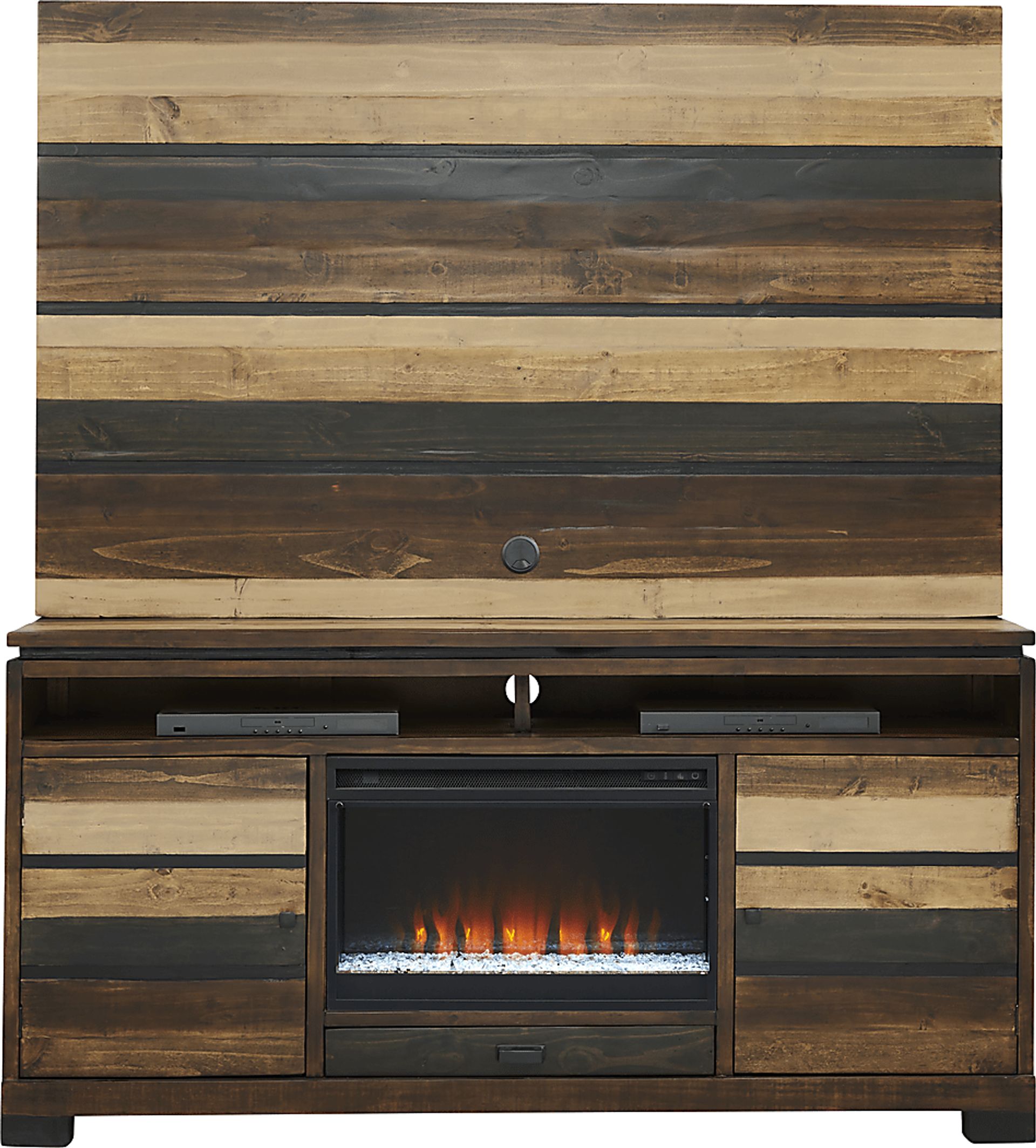 Westover Hills Brown 3 Pc Wall Unit with 72 in. Console and Electric Fireplace - Image 1