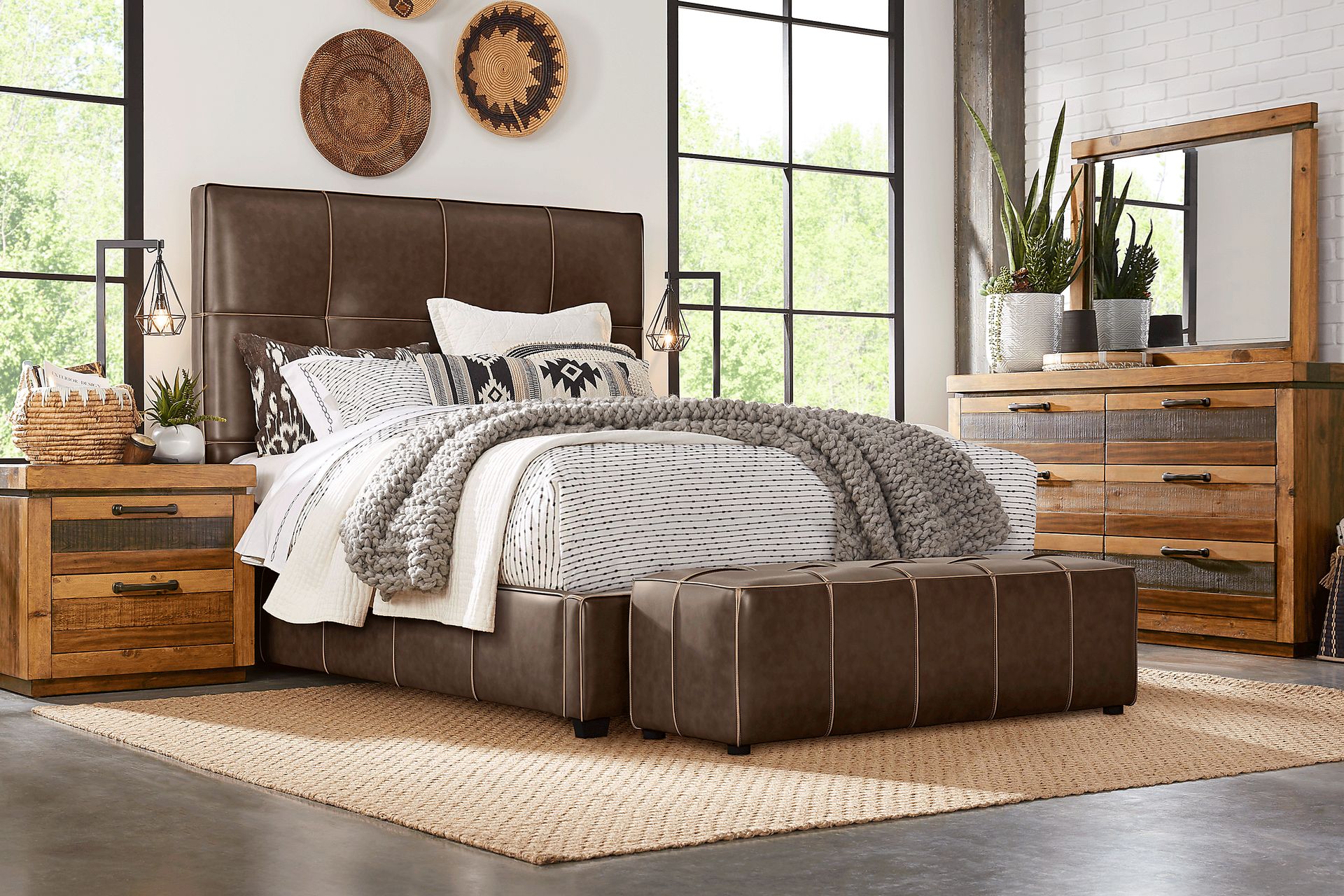 Cindy Crawford Home Westover Hills Brown 5 Pc Bedroom with Giselle Chocolate King Upholstered Bed - Image 1