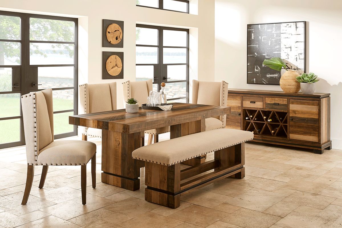 Cindy Crawford Westover Hills 6 Pc Brown Dark Wood Dining Room Set With