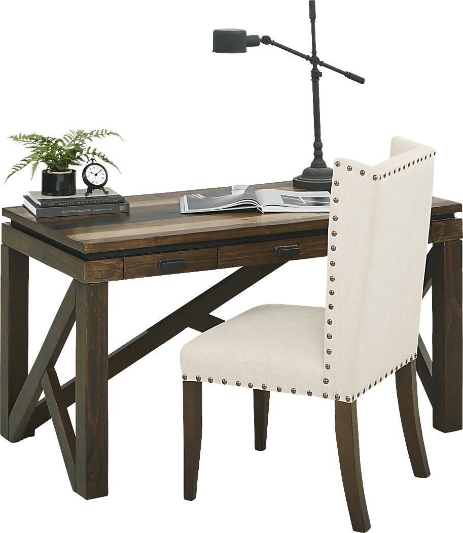 Cindy Crawford Westover Hills 2 Pc Brown Dark Wood Desk And Chair