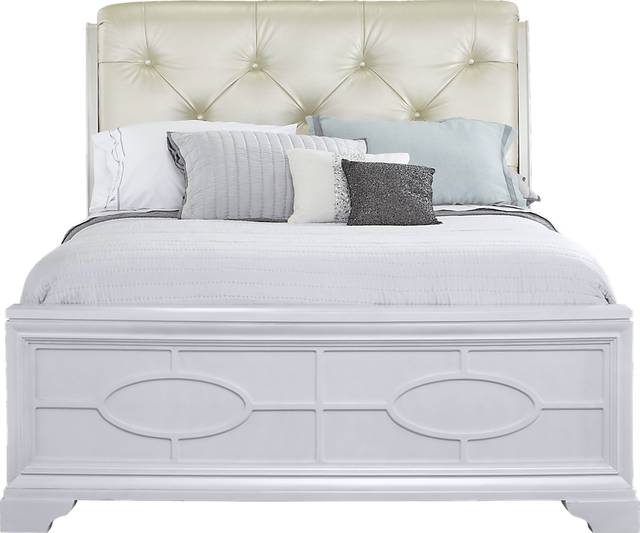 Cindy Crawford Home Westport Place Pearl White 3 Pc KingUpholstered Bed - Thumbnail - Image 1