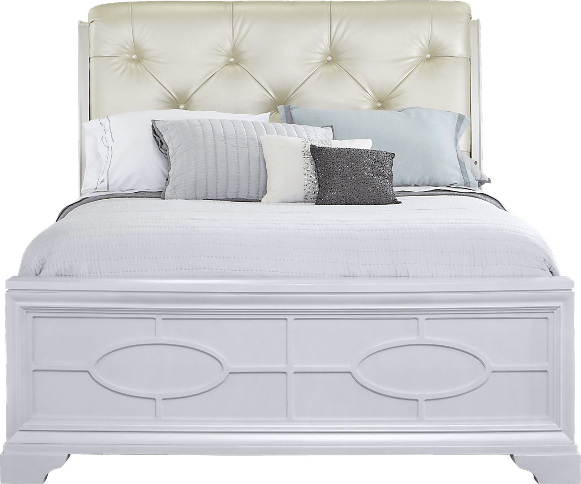 Cindy Crawford Home Westport Place Pearl White 3 Pc QueenUpholstered Bed - Image 1