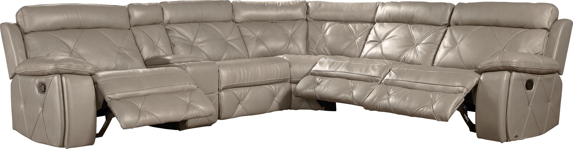 Cindy Crawford Home Wilshire Place Black Cherry Leather 6 PcSectional - Image 1