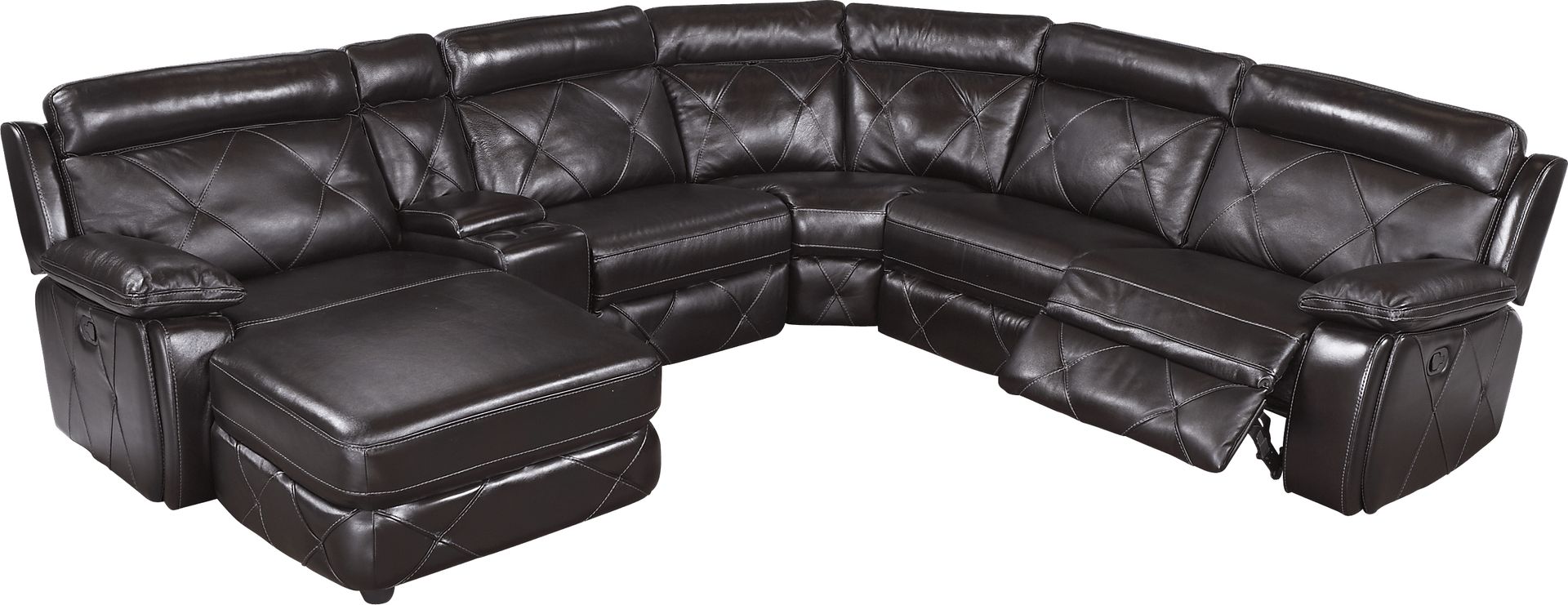 Cindy Crawford Home Wilshire Place Black Cherry Leather 6 Pc Sectional - Image 1
