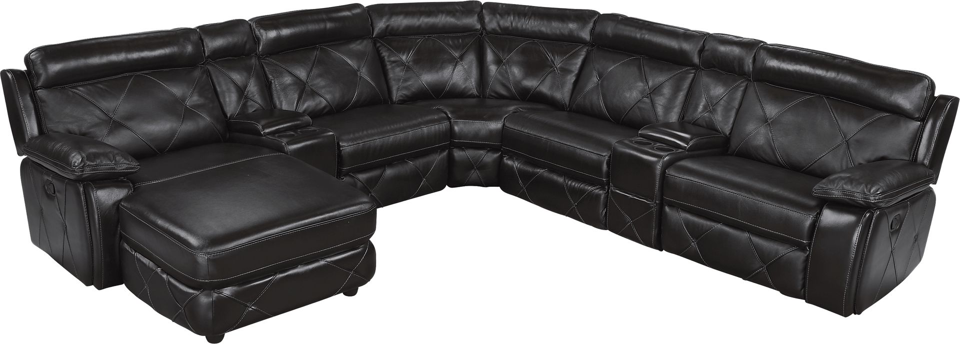 Cindy Crawford Home Wilshire Place Black Cherry Leather 7 Pc Sectional - Image 1