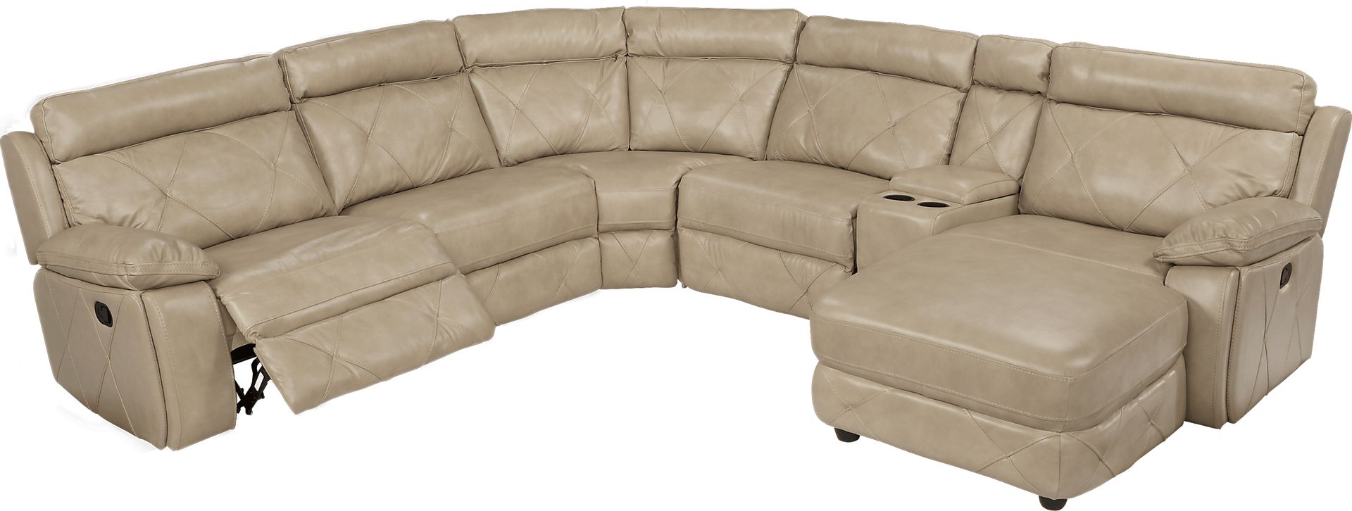 Cindy Crawford Home Wilshire Place Stone Leather 6 Pc PowerSectional - Image 1