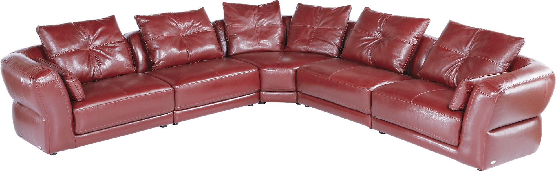Cindy Crawford Home Avelino Red Leather 5 Pc Sectional - Image 1