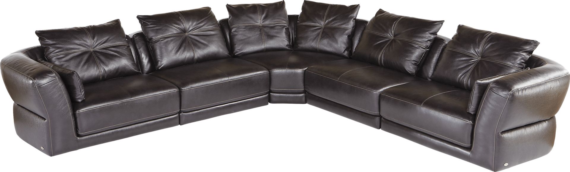 Cindy Crawford Home Avelino Violet Brown Leather 5 Pc Sectional - Image 1