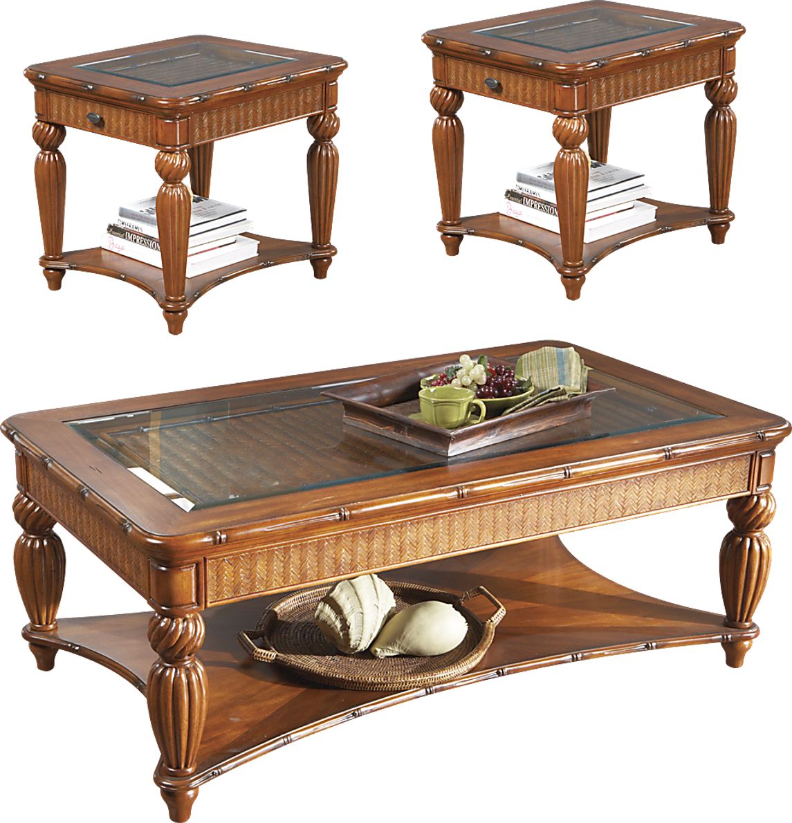 Cindy Crawford Coconut Grove Brandy 3 Pc Table Set Rooms To Go
