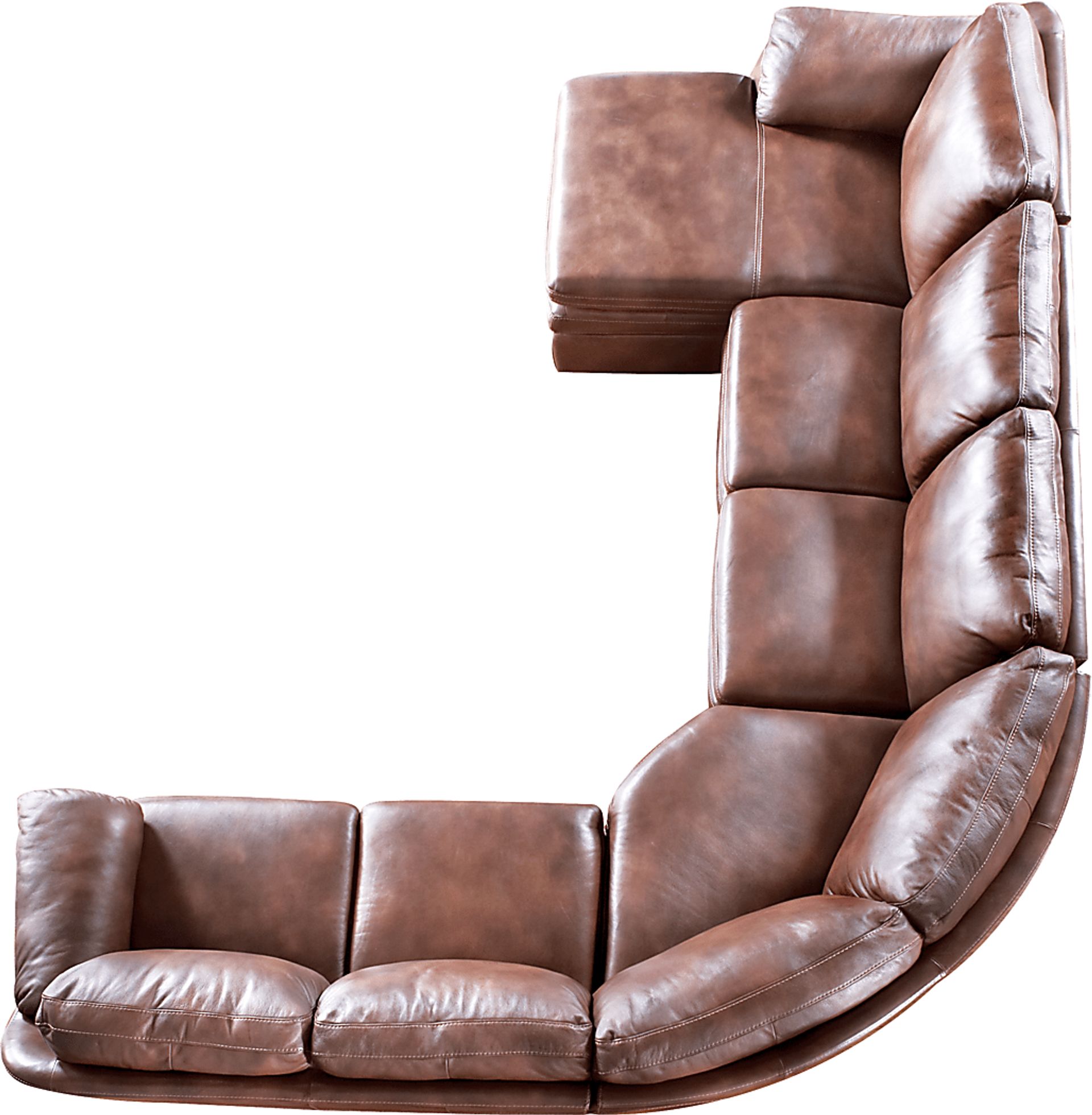 Cindy Crawford Home Gracen Brown Leather LAF 4 Pc Sectional - Image 1