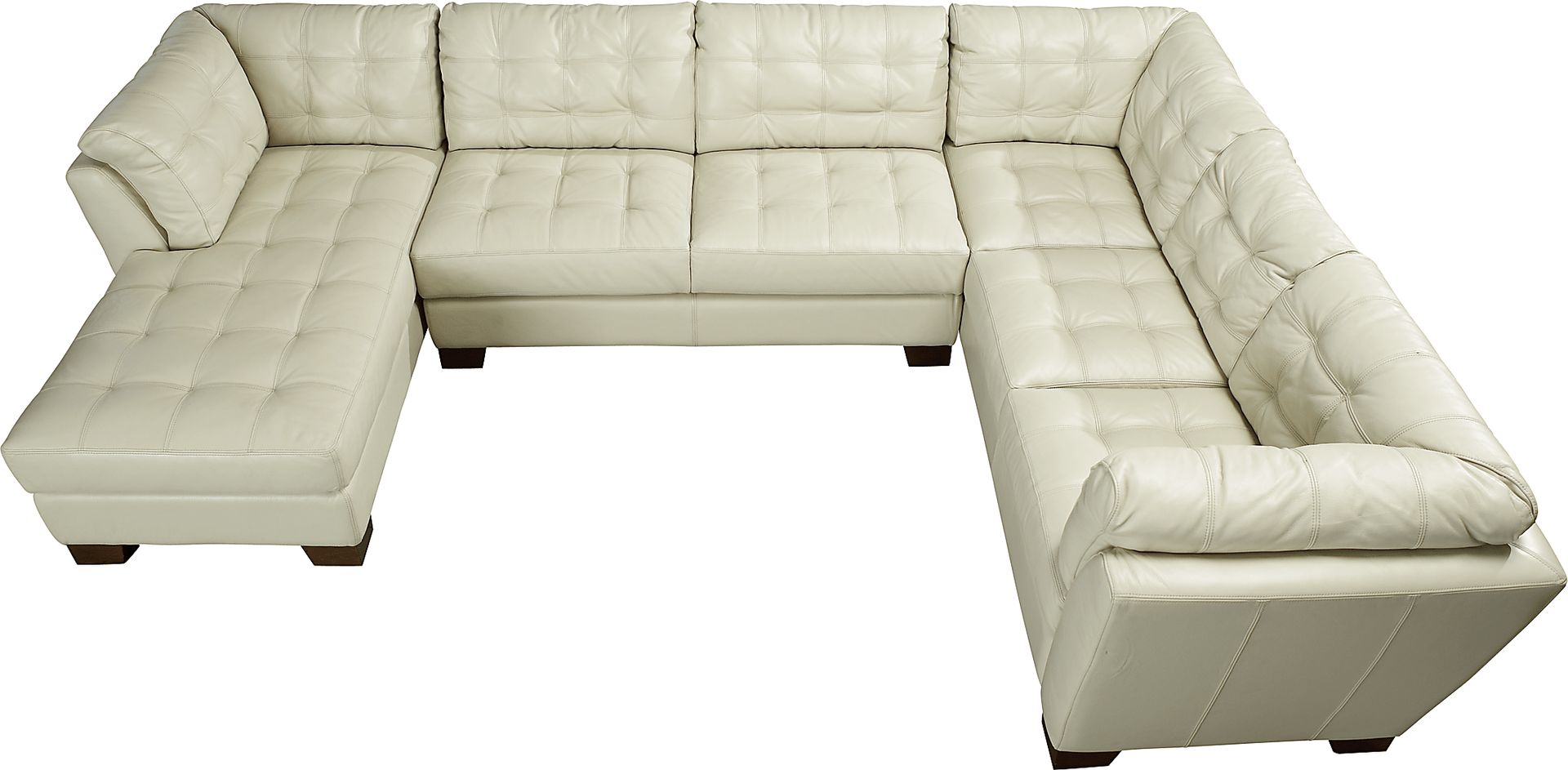 Cindy Crawford Home Metropolis Leather Left Pearl 3 Pc Sectional - Image 1
