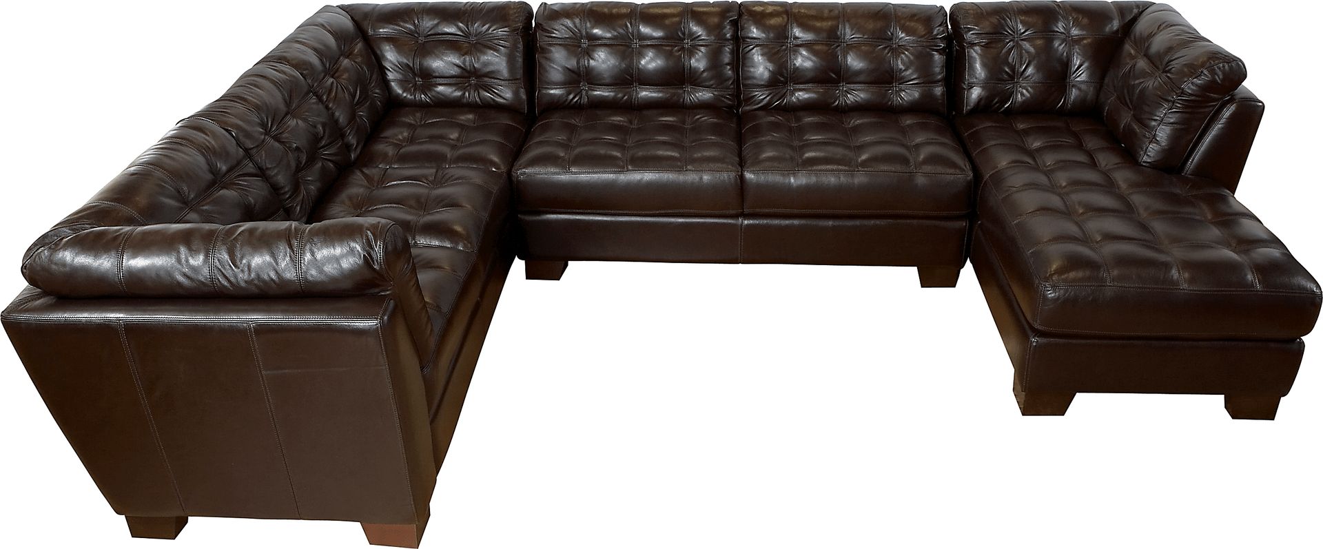 Cindy Crawford Home Metropolis Leather Right Chestnut 3 Pc Sectional - Image 1