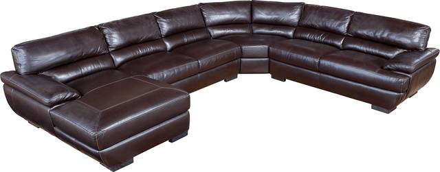 Cindy Crawford Home Moreno Leather RAF 4 Pc Sectional - Thumbnail - Image 1