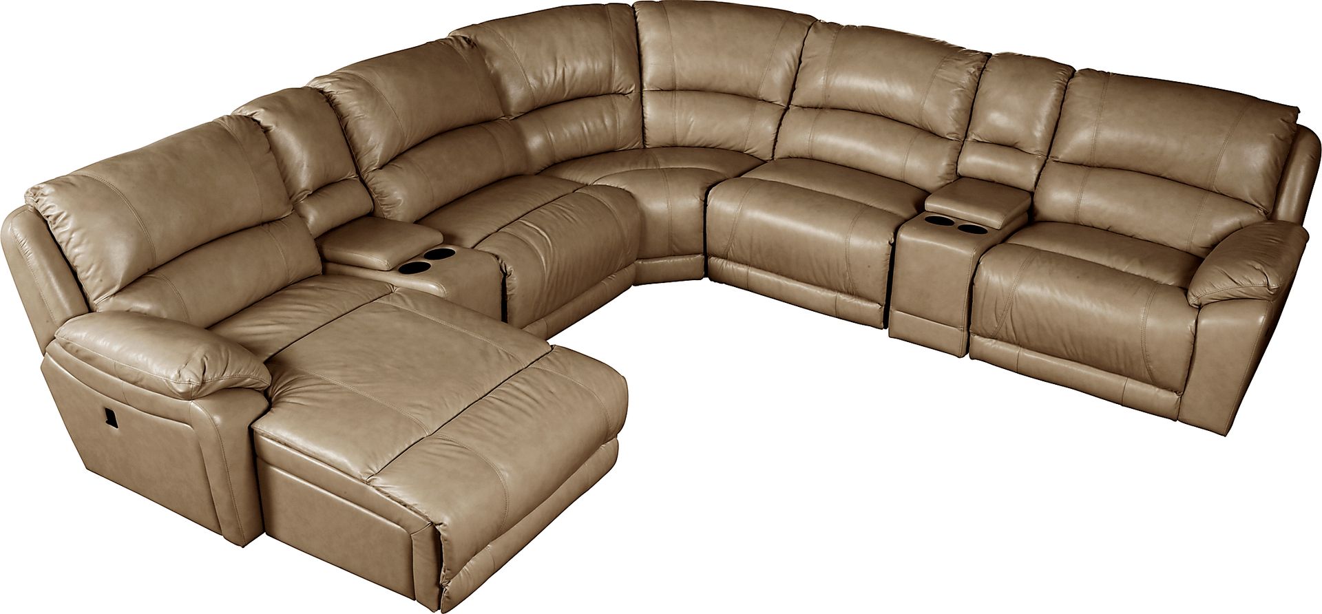 Cindy Crawford Home San Marcello Toffee Blended Leather 7 Pc Sectional - Image 1