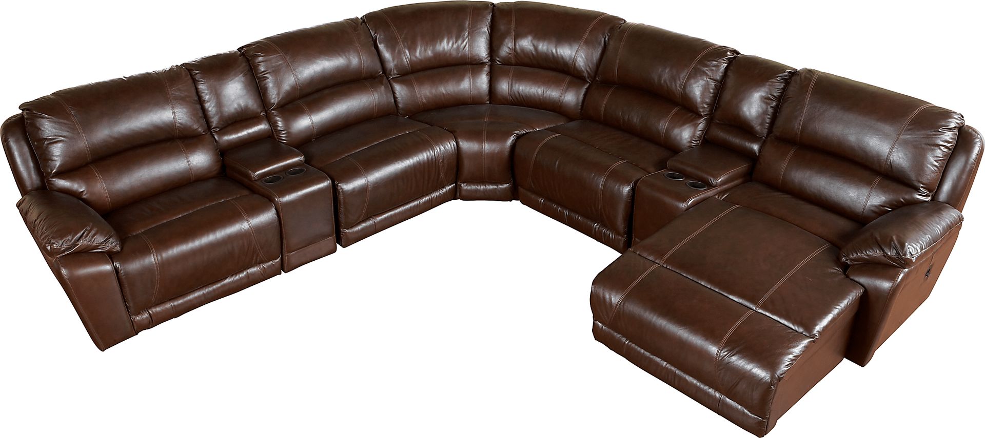 Cindy Crawford Home San Marco Brown Leather Match 7 Pc Sectional - Image 1