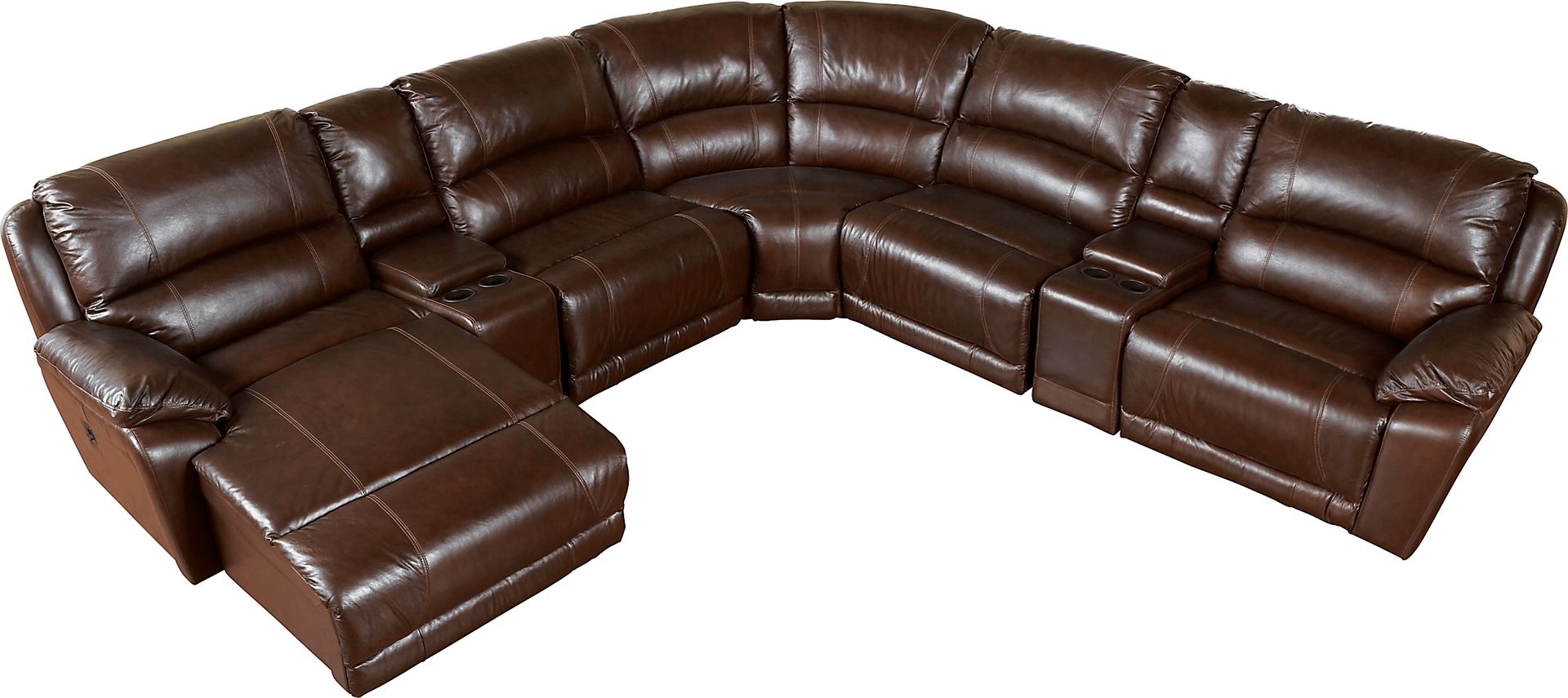 Cindy Crawford Home San Marco Brown Leather Match 7 Pc Sectional - Image 1