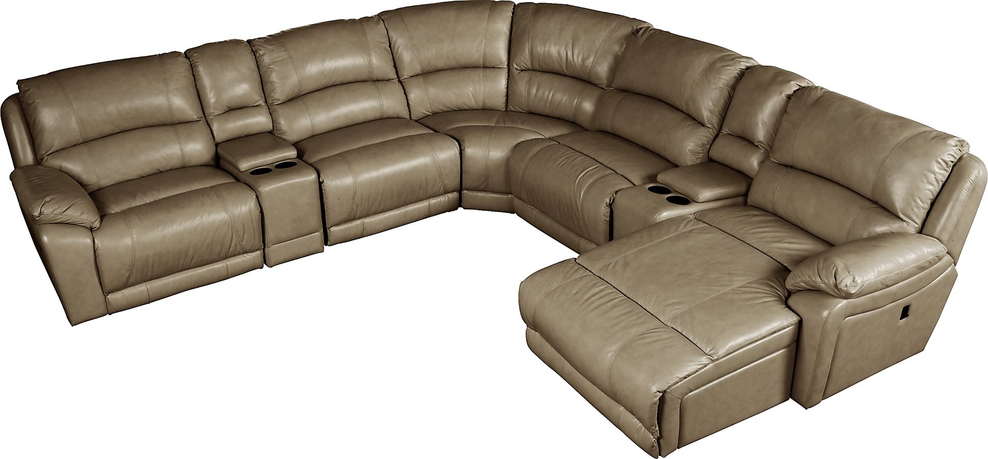 Cindy Crawford Home San Marco Toffee Leather Match 7 Pc Power Sectional - Image 1