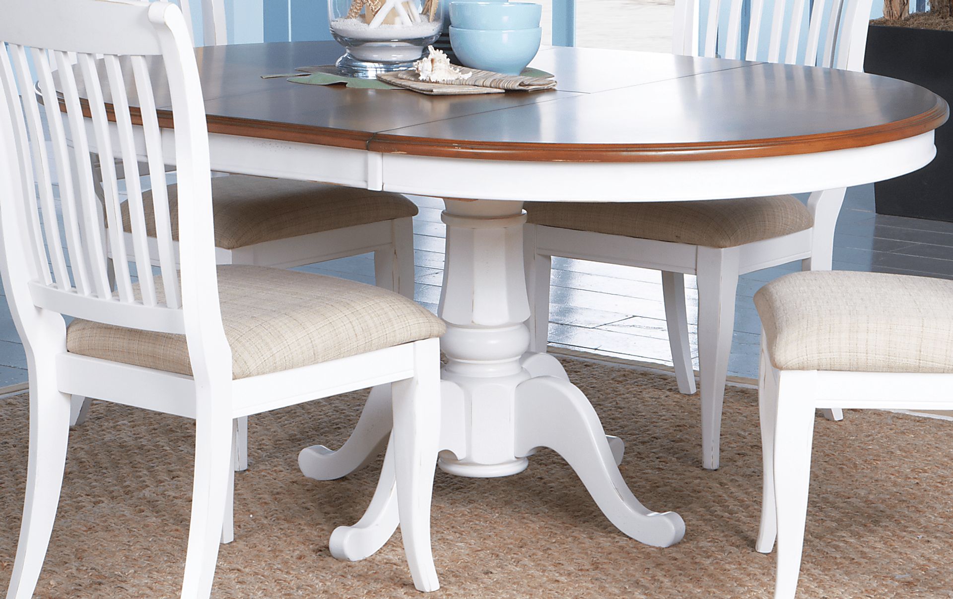 Cindy Crawford Home Seaside White-Cherry Pedestal Dining Table - Image 1