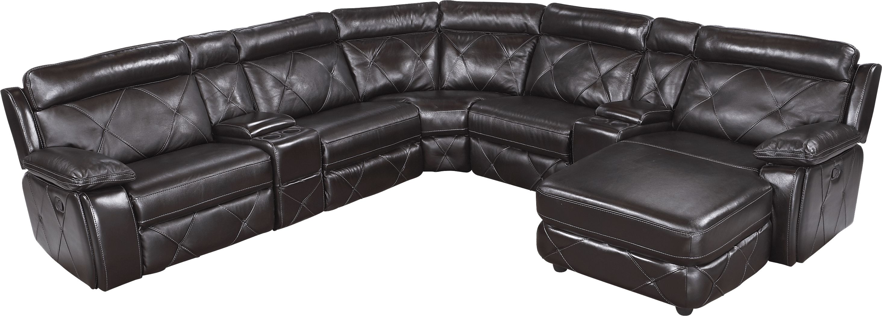 Cindy Crawford Wilshire Place Black Leather 7 Pc Sectional | Rooms