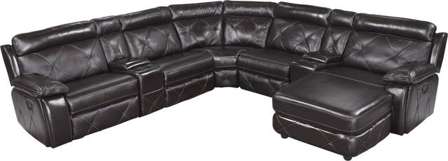 Cindy Crawford Wilshire Place Black Cherry 7Pc Sectional - Thumbnail - Image 1