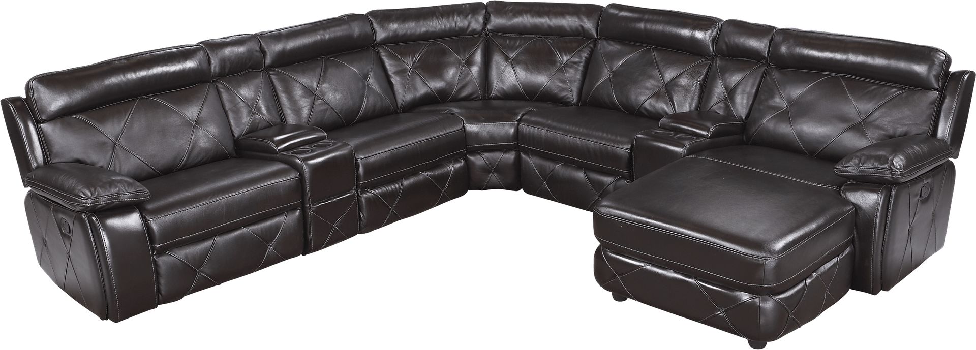 Cindy Crawford Wilshire Place Black Cherry 7Pc Sectional - Image 1