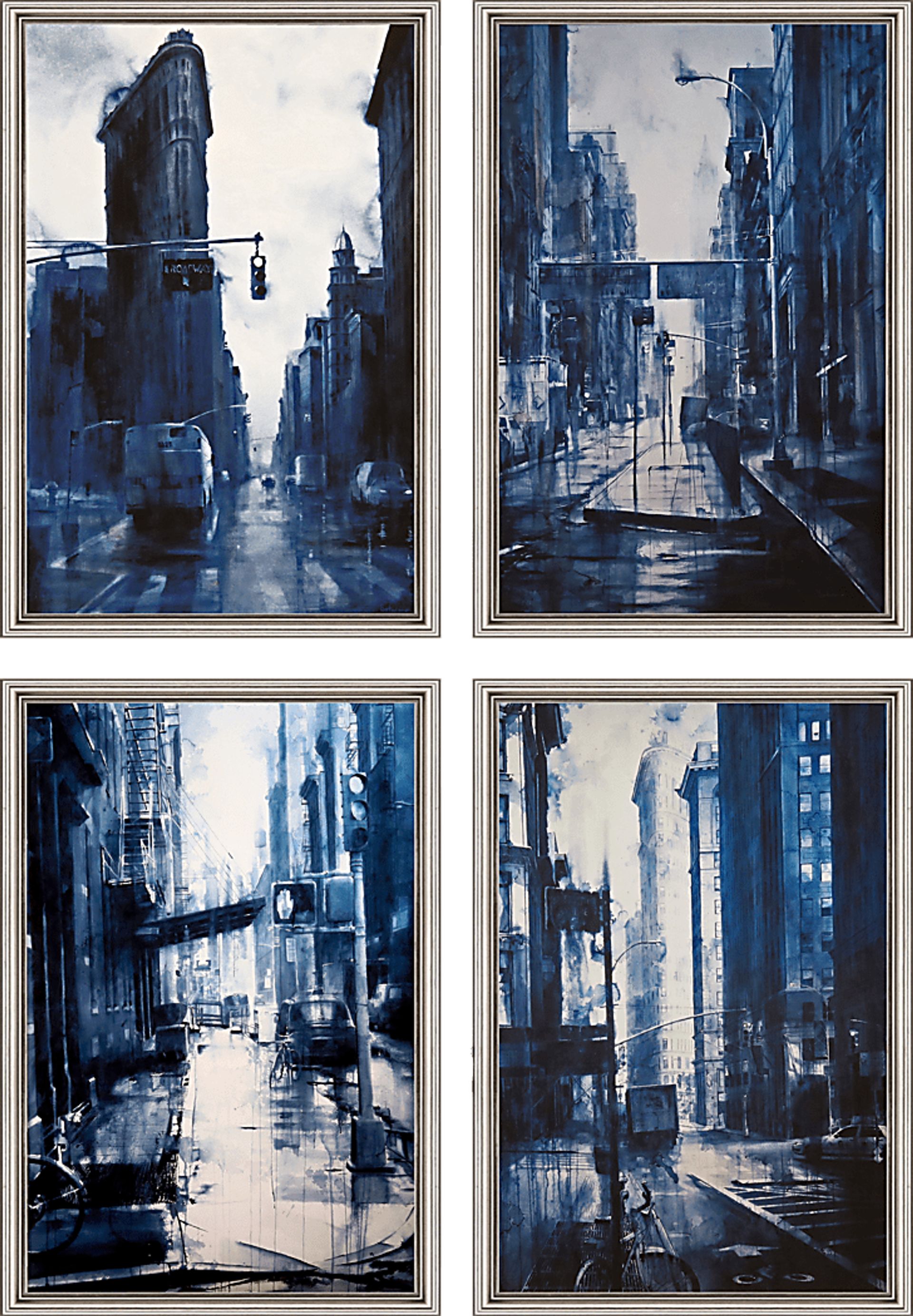 City Blues Framed Artwork, Set of 4 - Image 1