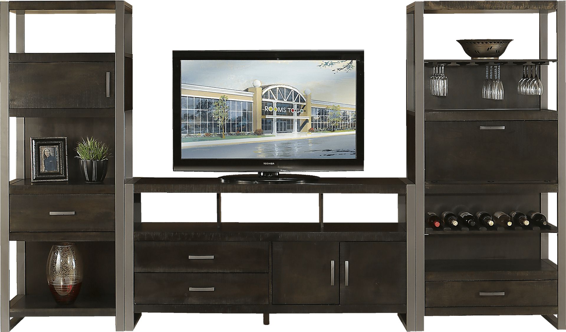 City Center Charcoal 3 Pc Wall Unit - Image 1
