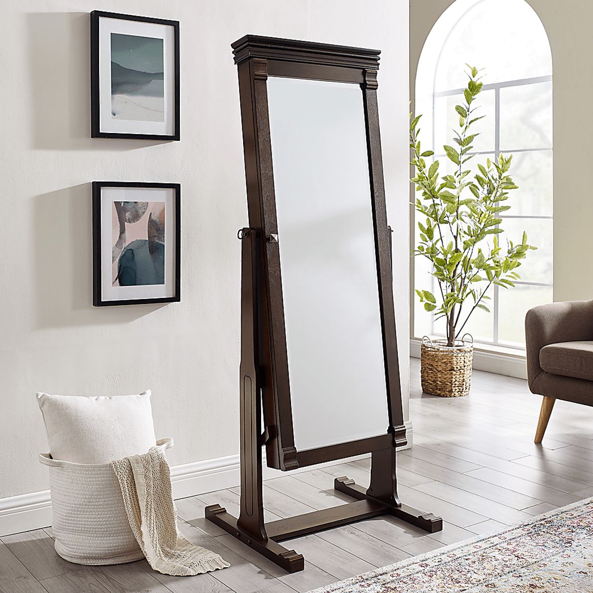 Clagett Brown Mirror Jewelry Armoire